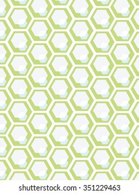 Green honey comb pattern over white background