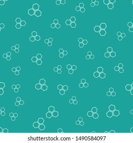 Green Honeycomb icon isolated seamless pattern on green background. Honey cells symbol. Sweet natural food.  Vector Illustration