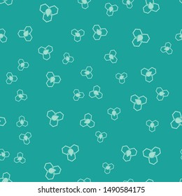 Green Honeycomb icon isolated seamless pattern on green background. Honey cells symbol. Sweet natural food.  Vector Illustration