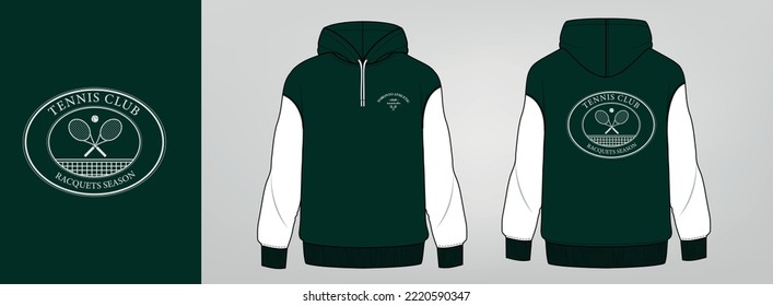 green hoodie art design, tennis logo