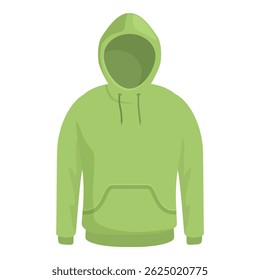Green hoodie sweatshirt showing casual style, isolated on white background