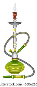 Green hookah on a white background