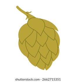 Green hop cone. Flat vector isolated illustration