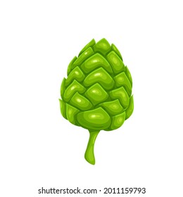 Green hop cone, symbol of beer festival Oktoberfest. Vector illustration in cartoon style.