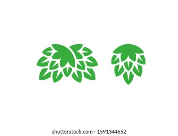 Green hop. Icon set. Isolated hop on white background. Vector illustration