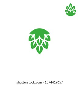 Green hop. Logo. Isolated hop on white background. Vector illustration