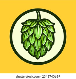green hop vector style isolated on yellow background. Separated layers easy to edit.