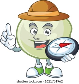 Green hoppang stylized Explorer having a compass