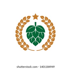 green hops fruit and wheat vector icon logo design template on white background