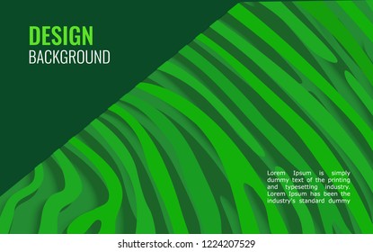 Green horizontal abstract background. A colored sheet of paper with space under the text, on a striped  backdrop. For presentation, web, flyer or cover. Vector illustration.