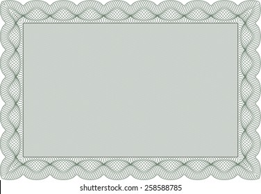 Green Horizontal certificate or diploma template. Vector EPS10 illustration. Isolated with linear background.