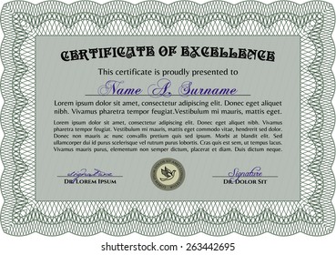 Modelo de certificado o diploma horizontal verde