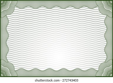 Certificado horizontal verde o plantilla de diploma, diseño complejo con antecedentes (aislado)