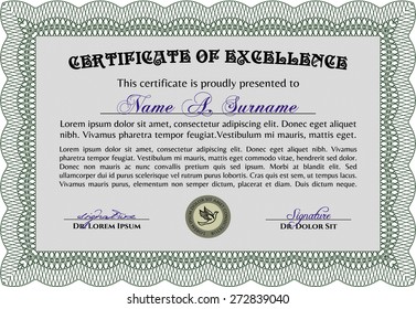 Green horizontal certificate or diploma template