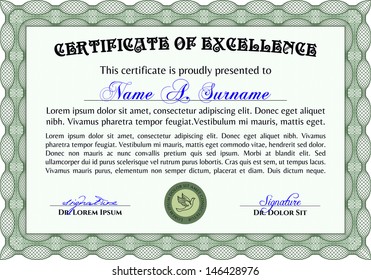 Green horizontal certificate template