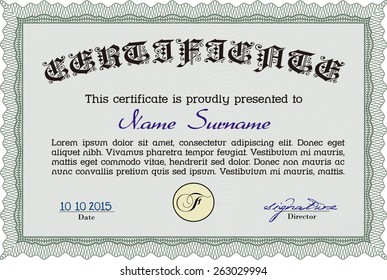 Green horizontal certificate template
