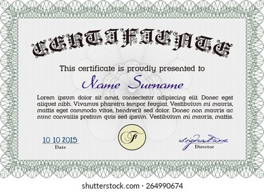 Green horizontal certificate template