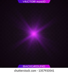 Green horizontal lens flares pack. Vector green glowing lights on transparent background. Spark, star burst, flash. Transparent shining sun, bright flash.