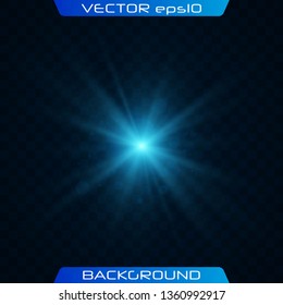 Green horizontal lens flares pack. Vector green glowing lights on transparent background. Spark, star burst, flash. Transparent shining sun, bright flash.
