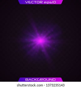Green horizontal lens flares pack. Vector green glowing lights on transparent background. Spark, star burst, flash. Transparent shining sun, bright flash.