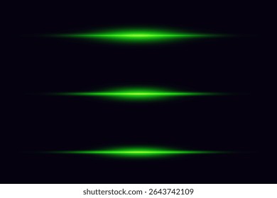Luz Horizontal verde parpadea sobre fondo oscuro con efecto de neón brillante y líneas futuristas.