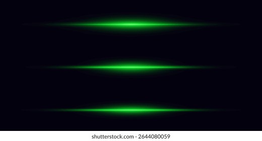 Green horizontal light flashes on dark background with glowing neon effect and futuristic lines.