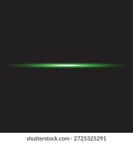 Resplandor de luz Horizontal verde sobre fondo oscuro