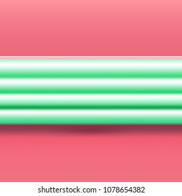Green horizontal lines on a pink background. Vector, abstract composition.