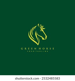 Green Horse Head Logo Vector Illustration on Dark Background