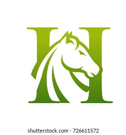 Green Horse Initial H Vector File Logo