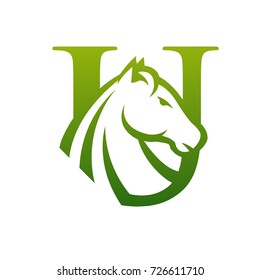Green Horse Initial U Vector File Logo