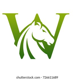 Green Horse Initial W Vector File Logo