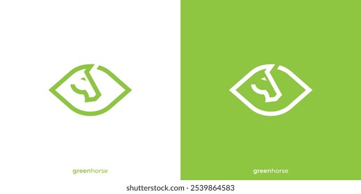 Green Horse Logo. Horse Leaf Logo Design Icon Symbols Vector Design Inspiration.