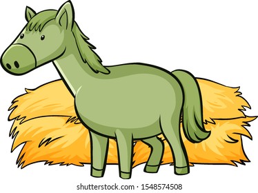 Green horse on white background illustration