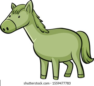 Green horse on white background illustration