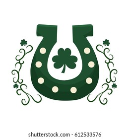 green horseshoe with clover and plant branches