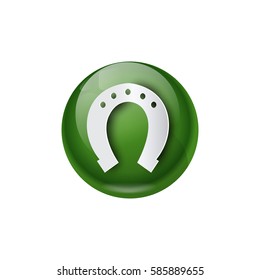 Green Horseshoe Icon Good Luck Symbol Flat Vector Illustration