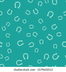 Green Horseshoe icon isolated seamless pattern on green background.  Vector Illustration