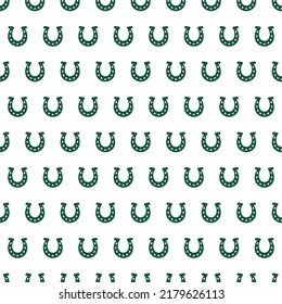 Green horseshoe seamless pattern with white background.