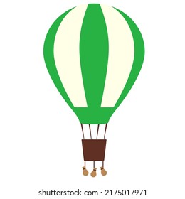 Green Hot Air Balloon With Sandbags Icon. Clipart Image Isolated On White Background