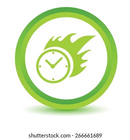 Green Hot clock icon on a white background. Vector illustration