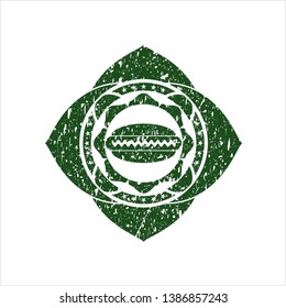 Green hot dog icon inside distress grunge style stamp