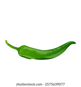 Green hot pepper in flat design. Spice vegetable, ingredient for cooking. Vector illustration isolated.