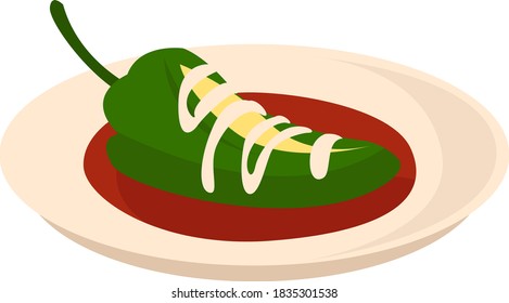 Green hot pepper, illustration, vector on white background