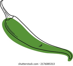Green hot pepper. Vector pepper isolated. Spice. Jalapeno.