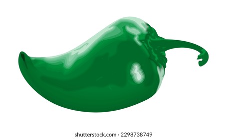 Pimienta caliente verde caliente realista. Ilustración vectorial.