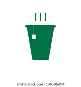 green hot tea cup icon.