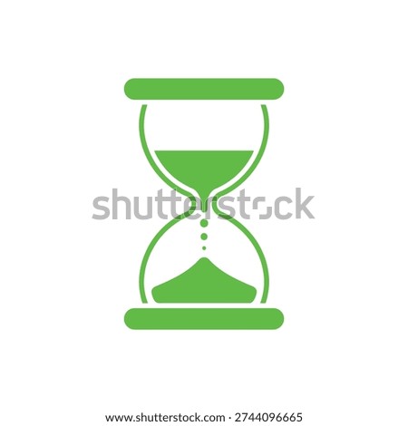 Green hourglass with sand flowing timer clock