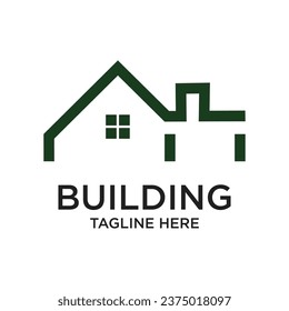 Grünes Haus 2 Logo Design einfache Idee Premium Vektor