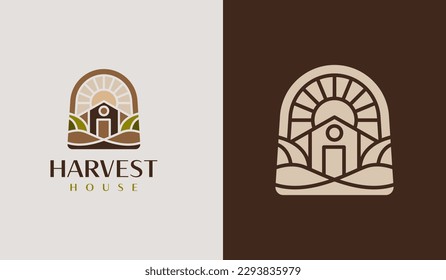 Green House Agriculture Farmhouse Logo. Universal creative premium symbol. Vector sign icon logo template. Vector illustration